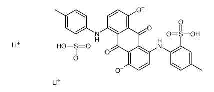 dilithium 6,6'-[(9,10-dihydro-4,8-dihydroxy-9,10-dioxo-1,5-anthrylene)diimino]bis[toluene-3-sulphonate] structure