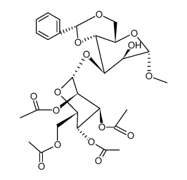methyl 4,6-O-benzylidene-3-O-(2,3,4,6-tetra-O-acetyl-β-D-glucopyranosyl)-β-D-glucopyranoside Structure