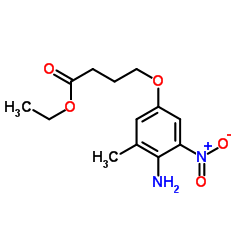 Ethyl 4-(4-amino-3-methyl-5-nitrophenoxy)butanoate结构式