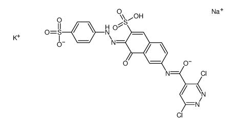 6-[[(3,6-dichloropyridazin-4-yl)carbonyl]amino]-4-hydroxy-3-[(4-sulphophenyl)azo]naphthalene-2-sulphonic acid, potassium sodium salt结构式