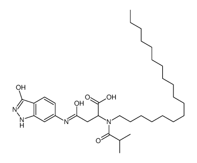 N-(2,3-dihydro-3-oxo-1H-indazol-6-yl)-N2-(2-methylpropionyl)-N2-octadecyl-DL-asparagine structure