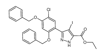 5-(2,4-bis(benzyloxy)-5-chlorophenyl)-4-iodo-2H-pyrazole-3-carboxylic acid ethyl ester结构式