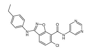 6-chloro-3-(4-ethylphenylamino)-N-(pyrimidin-5-yl)benzo[d]isoxazole-7-carboxamide结构式