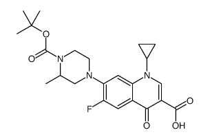 3-Quinolinecarboxylic acid, 1-cyclopropyl-7-[4-[(1,1-dimethylethoxy)carbonyl]-3-Methyl-1-piperazinyl]-6-fluoro-1,4-dihydro-4-oxo- structure