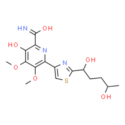 6-[2-(1,4-Dihydroxypentyl)-4-thiazolyl]-3-hydroxy-4,5-dimethoxy-2-pyridinecarboxamide structure