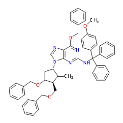6-(Benzyloxy)-9-((1S,3R,3S)-4-(benzyloxy)-3-(benzyloxymethyl)-2-methylenecyclopentyl)-N-((4-methoxyphenyl)diphenylmethyl)-9H-purin-2-amine picture