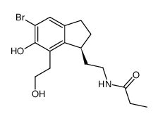 (S)-N-[2-(5-bromo-6-hydroxy-7-(2-hydroxyethyl)-2,3-dihydro-1H-inden-1-yl)ethyl]propionamide结构式