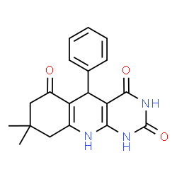 8,8-Dimethyl-5-phenyl-5,8,9,10-tetrahydropyrimido[4,5-b]quinoline-2,4,6(1H,3H,7H)-trione结构式