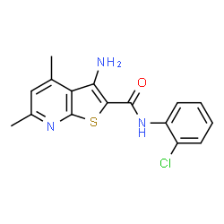 3-Amino-N-(2-chlorophenyl)-4,6-dimethylthieno[2,3-b]pyridine-2-carboxamide结构式