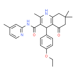 4-(4-ethoxyphenyl)-2,7,7-trimethyl-N-(4-methyl-2-pyridinyl)-5-oxo-1,4,5,6,7,8-hexahydro-3-quinolinecarboxamide结构式