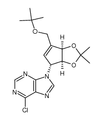 (1'R,2'S,3'R)-9-[2,3-(isopropylidenedioxy)-4-(tert-butoxymethyl)-4-cyclopenten-1-yl]-6-chloropurine Structure