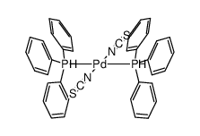 trans-di(isothiocyanato)bis(triphenylphosphine)palladium(II)结构式