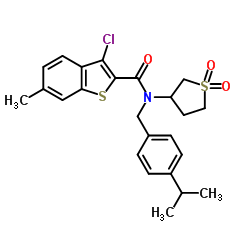 Benzo[b]thiophene-2-carboxamide, 3-chloro-6-methyl-N-[[4-(1-methylethyl)phenyl]methyl]-N-(tetrahydro-1,1-dioxido-3-thienyl)- (9CI) Structure