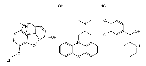 (4R,4aR,7S,7aR,12bS)-9-methoxy-3-methyl-2,4,4a,7,7a,13-hexahydro-1H-4,12-methanobenzofuro[3,2-e]isoquinoline-7-ol,N,N-dimethyl-1-phenothiazin-10-ylpropan-2-amine,4-[2-(ethylamino)-1-hydroxypropyl]benzene-1,2-diol,phosphate,dihydrochloride结构式