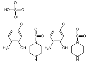 Bis{4-[(3-amino-6-chloro-2-hydroxyphenyl)sulfonyl]piperazin-1-ium } sulfate结构式