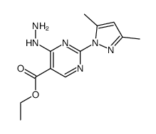 2-(3,5-Dimethyl-pyrazol-1-yl)-4-hydrazino-pyrimidine-5-carboxylic acid ethyl ester结构式