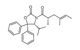 (R)-3-((S,E)-2,4-dimethylhex-4-enoyl)-4-isopropyl-5,5-diphenyloxazolidin-2-one结构式
