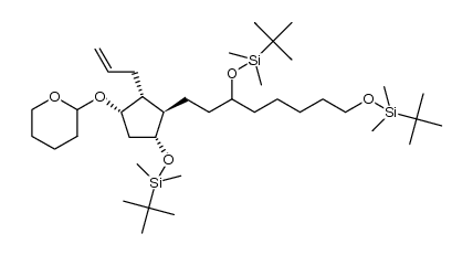 5-(2-((1R,2R,3S,5R)-2-allyl-5-((tert-butyldimethylsilyl)oxy)-3-((tetrahydro-2H-pyran-2-yl)oxy)cyclopentyl)ethyl)-2,2,3,3,12,12,13,13-octamethyl-4,11-dioxa-3,12-disilatetradecane结构式