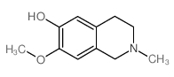 6-Hydroxy-7-methoxy-N-methyl-1,2,3,4-tetrahydro-isochinolin结构式