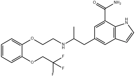 1H-Indole-7-carboxamide, 5-[2-[[2-[2-(2,2,2-trifluoroethoxy)phenoxy]ethyl]amino]propyl]- structure