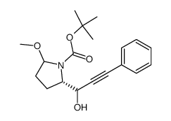 tert-butyl (2S)-2-((R)-1-hydroxy-3-phenylprop-2-yn-1-yl)-5-methoxypyrrolidine-1-carboxylate结构式