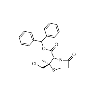 (2S,3R)-苯甲基3-(氯甲基)-3-甲基-7-氧代-4-硫杂-1-氮杂双环[3.2.0]庚烷-2-羧酸酯（他唑巴坦杂质）结构式