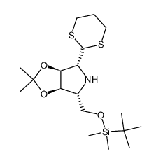 4H-1,3-Dioxolo4,5-cpyrrole, 4-(1,1-dimethylethyl)dimethylsilyloxymethyl-6-(1,3-dithian-2-yl)tetrahydro-2,2-dimethyl-, (3aR,4R,6R,6aS)-结构式