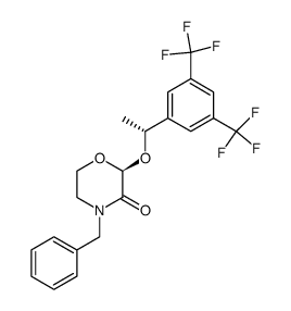 (2S,2αR)-4-benzyl-2-[1-[3,5-bis(trifluoromethyl)phenyl]]ethoxy-morpholin-3-one结构式