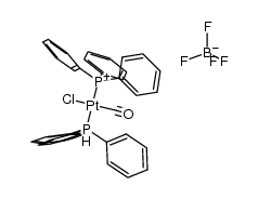 trans-{(PPh3)2ClPt(CO)}BF4 Structure