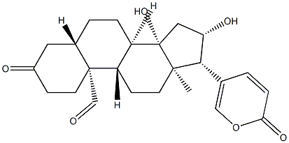 14,16β-Dihydroxy-3,19-dioxo-5α,14β-bufa-20,22-dienolide结构式