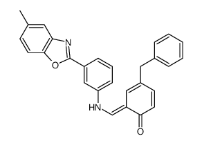4-benzyl-6-[[3-(5-methyl-1,3-benzoxazol-2-yl)anilino]methylidene]cyclohexa-2,4-dien-1-one Structure