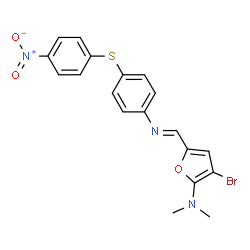 2-Furanamine,3-bromo-N,N-dimethyl-5-[[[4-[(4-nitrophenyl)thio]phenyl]imino]methyl]- structure