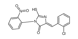 (5Z)-5-[(2-chlorophenyl)methylidene]-3-(2-nitrophenyl)-2-sulfanylideneimidazolidin-4-one Structure