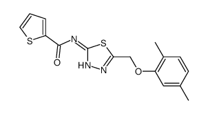 N-[5-[(2,5-dimethylphenoxy)methyl]-1,3,4-thiadiazol-2-yl]thiophene-2-carboxamide结构式