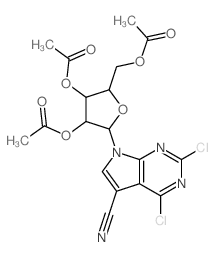 7H-Pyrrolo[2,3-d]pyrimidine-5-carbonitrile, 2,4-dichloro-7-(2,3, 5-tri-O-acetyl-.beta.-D-ribofuranosyl)-结构式