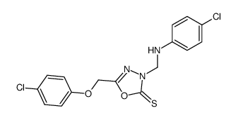 3-(4-chlorophenyl)aminomethyl-5-(4-chlorophenoxy)methyl-1,3,4-oxadiazole-2-thione结构式