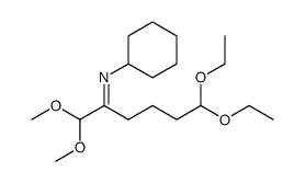 Cyclohexyl-[1-dimethoxymethyl-5,5-diethoxy-pent-(Z)-ylidene]-amine结构式