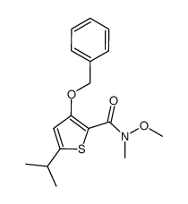 3-benzyloxy-5-isopropyl-thiophene-2-carboxylic acid methoxy-methyl-amide结构式