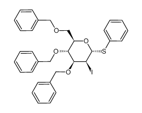phenyl 3,4,6-tri-O-benzyl-2-deoxy-2-iodo-1-thio-α-D-mannopyranoside Structure