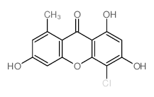 4-chloro-1,3,6-trihydroxy-8-methyl-xanthen-9-one结构式