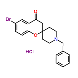 1'-Benzyl-6-bromospiro[chromene-2,4'-piperidin]-4(3H)-one hydrochloride (1:1) Structure