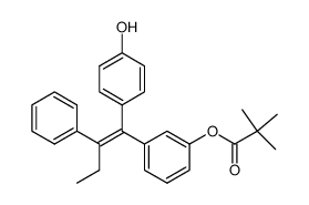 3-(1-(4-hydroxyphenyl)-2-phenylbut-1-en-1-yl)phenyl pivalate Structure