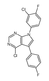 4-chloro-5-(4-fluorophenyl)-7-(3-chloro-4-fluorophenyl)-7H-pyrrolo[2,3-d]pyrimidine结构式