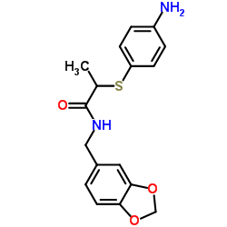 2-[(4-Aminophenyl)sulfanyl]-N-(1,3-benzodioxol-5-ylmethyl)propanamide Structure