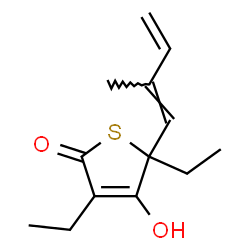 3,5-Diethyl-4-hydroxy-5-(2-methyl-1,3-butadienyl)thiophen-2(5H)-one结构式