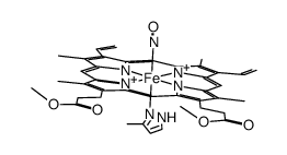 nitrosyl(protoporphyrin IX dimethyl esterato)iron(II) 3-methylpyrazole complex结构式