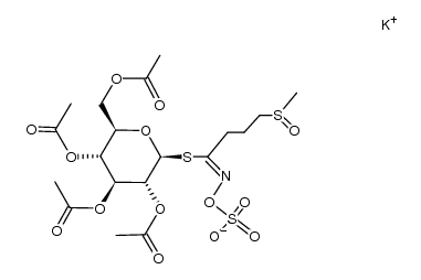 tetra-O-acetyl-S-[4-((R)-methanesulfinyl)-N-sulfooxy-butyrimidoyl]-1-thio-β-D-glucopyranose, potassium Structure