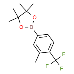 4,4,5,5-四甲基-2-(3-甲基-4-(三氟甲基)苯基)-1,3,2-二氧硼杂环戊烷结构式