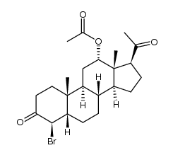 4β-bromo-12α-acetoxy-5Hβ-pregnan-3,20-dione结构式