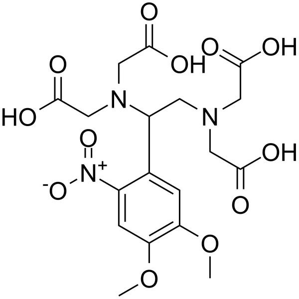 1-(2-nitro-4,5-dimethoxyphenyl)-N,N,N',N'-tetrakis((oxycarbonyl)methyl)-1,2-ethanediamine结构式